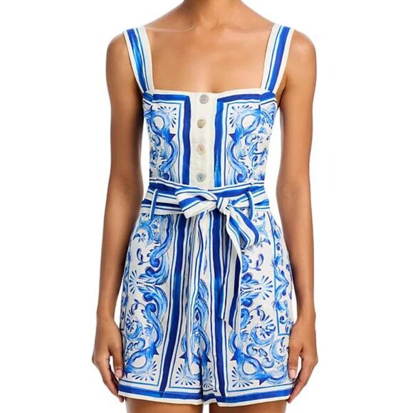 FARM Rio Garden Tiles Blue & White Romper NWT Size XL - Picture 7 of 7